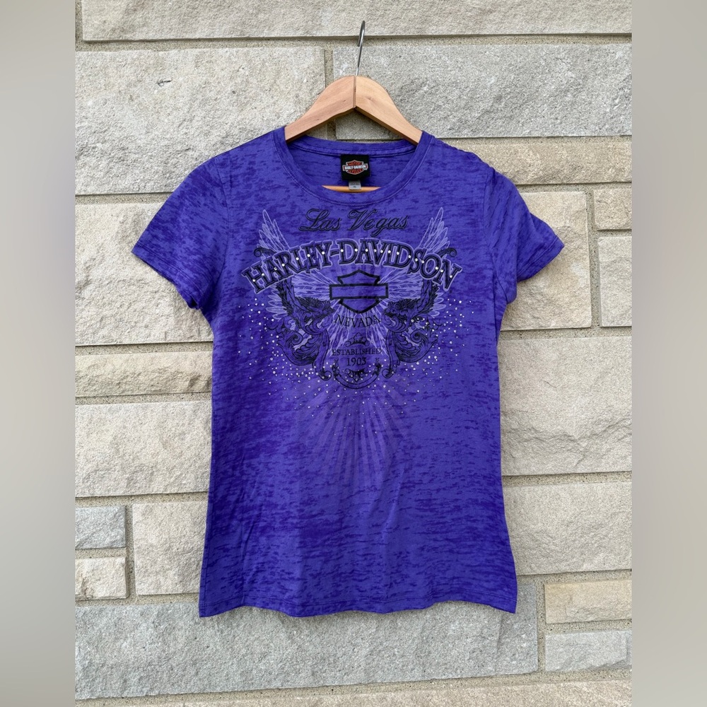 Harley Davidson Women's Cap Sleeve T-Shirt Size XL Las Vegas Nevada Purple